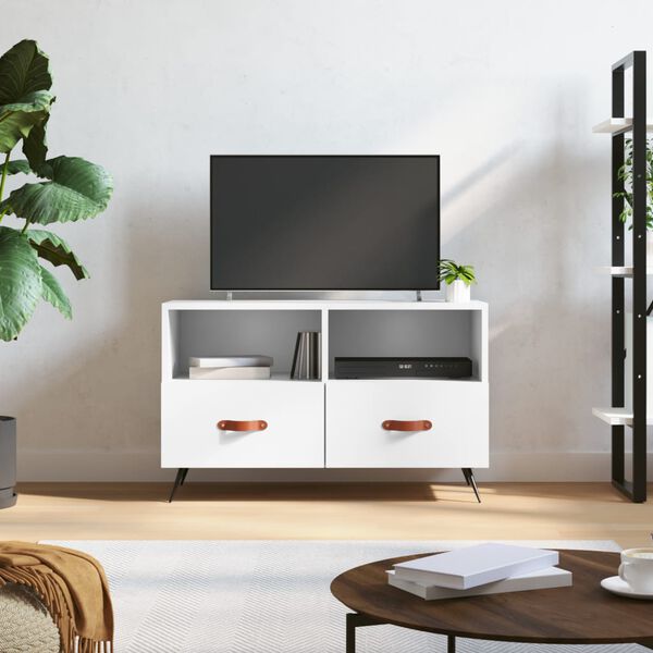vidaXL TV Cabinet White Engineered wood, iron 31.5in x 14.2in x 19.7in