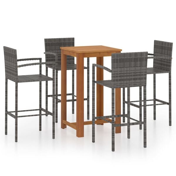 vidaXL 5 Piece Patio Bar Set Gray