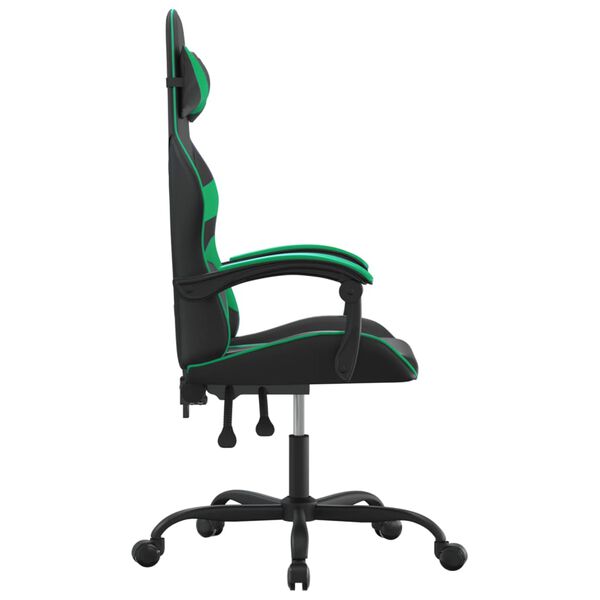 vidaXL Gaming Chair Black and Green Faux Leather