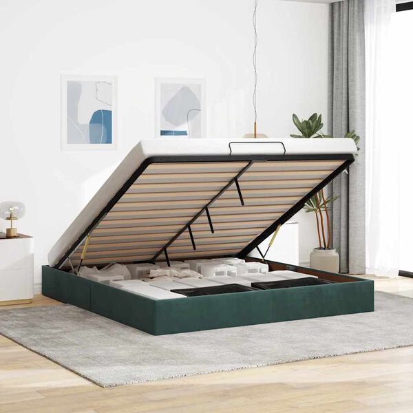 vidaXL Ottoman Bed Dark Green