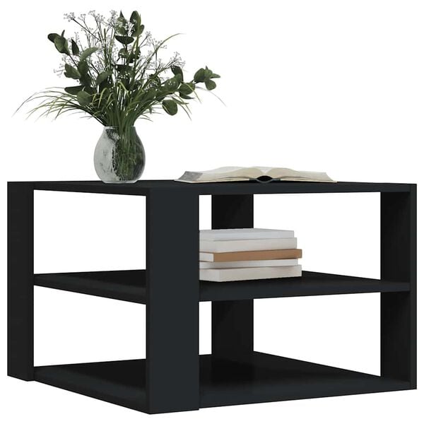 vidaXL Coffee Table Black Engineered wood Small Square Modern