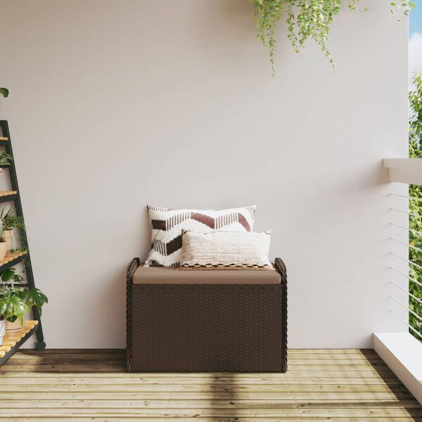 vidaXL Storage Bench Brown PE Rattan Standard Storage Bench