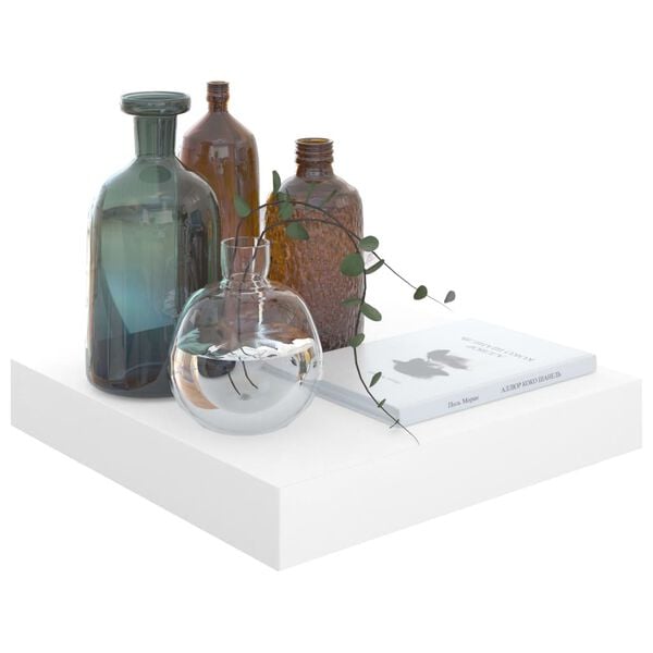 vidaXL Wall Shelf Set of 4 High gloss white Honeycomb MDF, metal