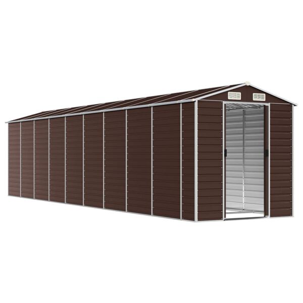 vidaXL Garden Shed Brown Galvanized Steel Large Garden Shed