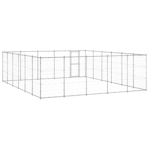 vidaXL Dog Kennel Silver Galvanized steel 390.2 sqft Durable