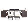 vidaXL Outdoor Dining Set Brown Steel 9 Piece Set Removable Covers