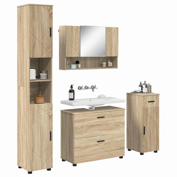 vidaXL Bathroom Furniture Set with Drawer with Shelf 5 pcs Sonoma Oak
