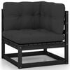 vidaXL Garden Lounge Set Black Solid pine wood, 100% polyester Large