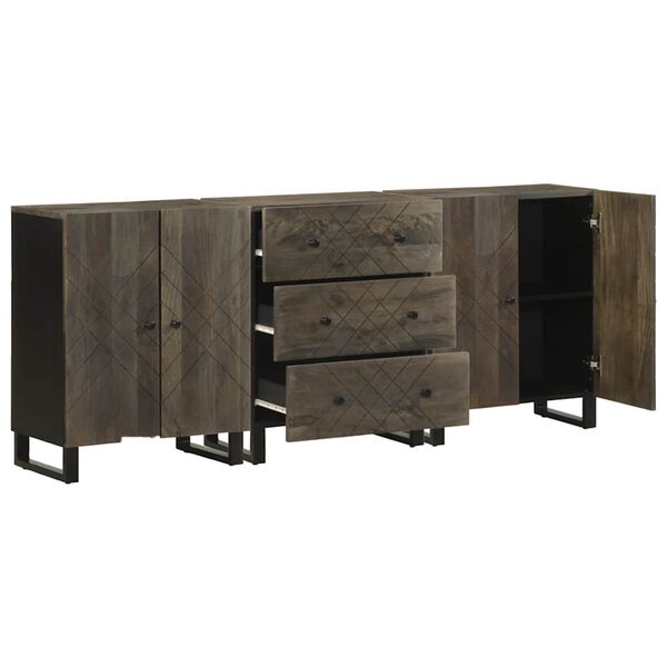 vidaXL Sideboard Black Solid mango wood, engineered wood, metal Medium
