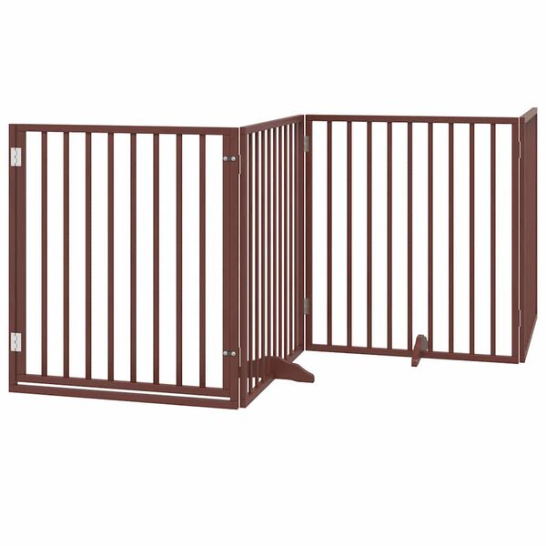 vidaXL Dog Gate Set of 4 Brown Poplar Wood 126 in total length