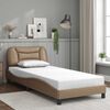 vidaXL Bed Frame without Mattress "Hvar" Cappuccino 35.4"x74.8" Faux Leather