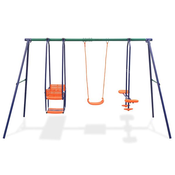 vidaXL Swing Set Blue Steel Large Tough Swing Set Other Modern