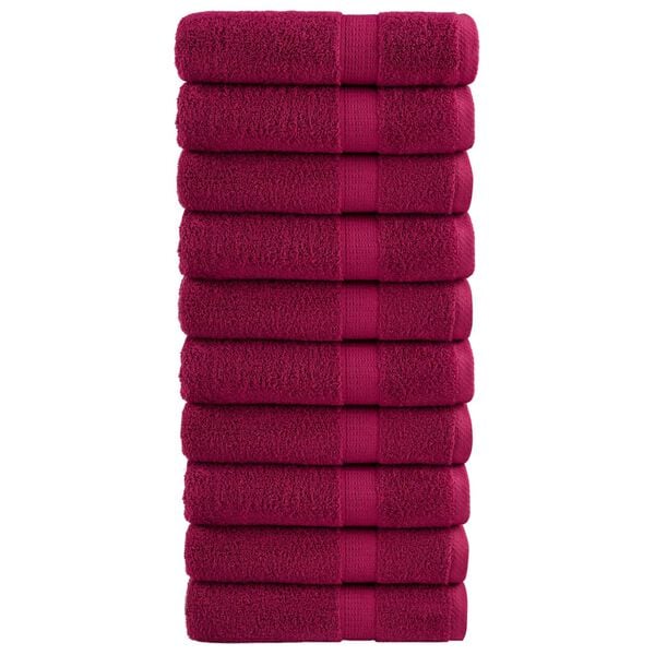 vidaXL Shower Towel Set of 10 Bordeaux 100% ring-spun cotton