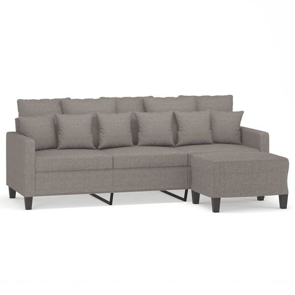 vidaXL 3-seater Sofa With Footstool Taupe Fabric 3-seater