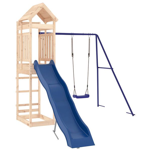 vidaXL Outdoor Playset Blue, Natural Solid pine wood, Polypropylene, Metal