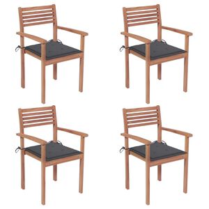 vidaXL Garden Chair Set of 4 Teak