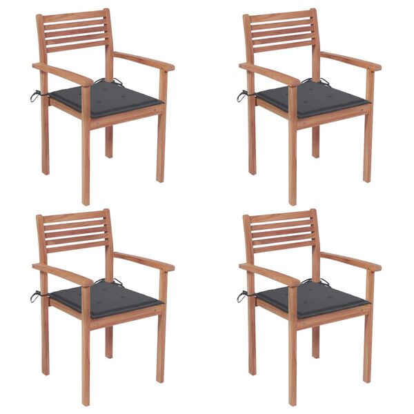 vidaXL Garden Chair Set of 4 Teak