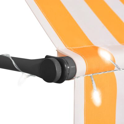 vidaXL Manual Retractable Awning with LED 137.8" White and Orange
