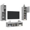 vidaXL TV Wall Unit Set of 5 Concrete gray Engineered wood, glass Medium