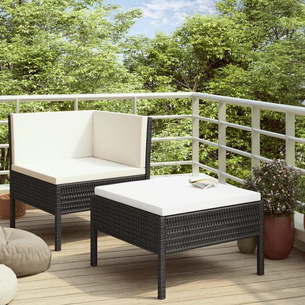 vidaXL Garden Furniture Set Black and Cream White
