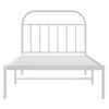 vidaXL Bed Frame White Powder-Coated Steel Twin Bed Frame Rectangular