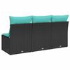 vidaXL Garden Sofa with Cushion 7 pcs Black and turquoise Poly rattan