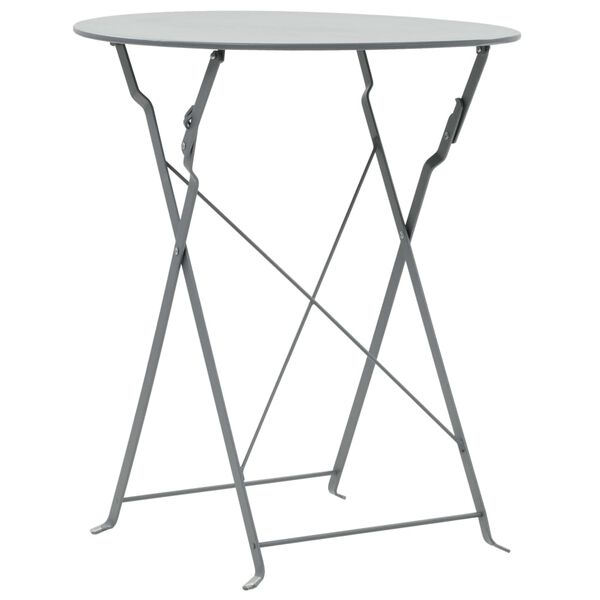 vidaXL Bistro Set Steel Grey Powder-coated steel Space-saving Foldable