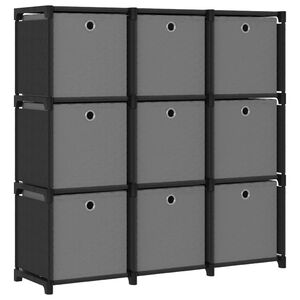 vidaXL Display Shelf Black and Gray Fabric (100% polyester), Steel 9-Cube