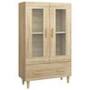 vidaXL Highboard Sonoma oak Engineered wood, Tempered glass