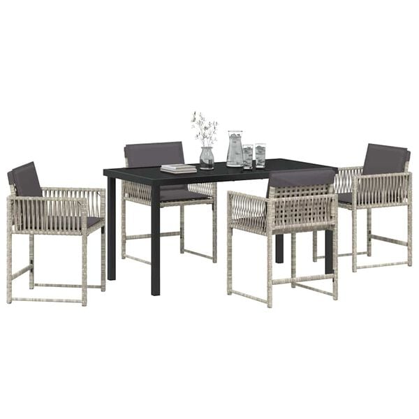 vidaXL Garden Dining Set 5 pcs Light Grey poly rattan