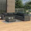 vidaXL Patio Lounge Set Set of 6 Grey PE Rattan Large Modular