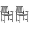 vidaXL Patio Chairs with Cushions 2 pcs Gray Solid Acacia Wood