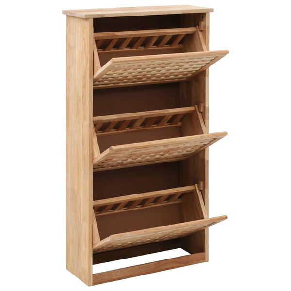 vidaXL Shoe Organizer Natural Solid walnut wood and plywood Medium