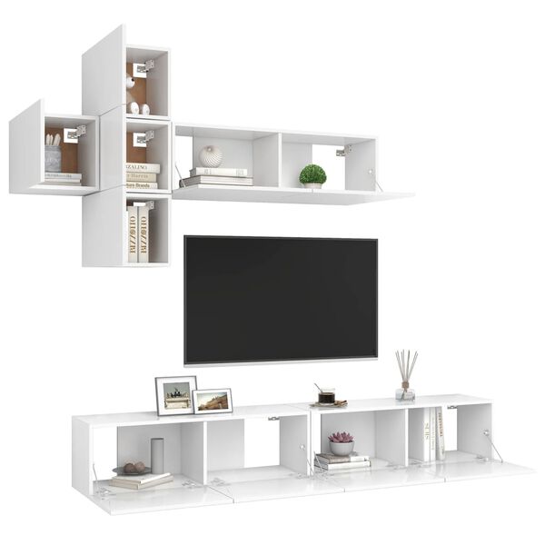 vidaXL TV Cabinet Set White Engineered wood Modular TV Cabinet Set