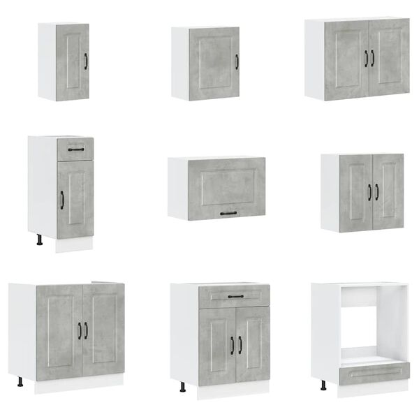 vidaXL Kitchen Cabinet Set Concrete Grey Engineered Wood 14-Piece Set