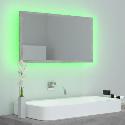 vidaXL LED Bathroom Mirror Concrete Gray 31.5"x3.3"x14.6" Acrylic