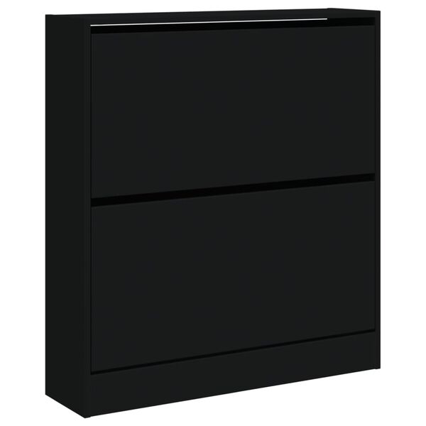 vidaXL Shoe Cabinet Black Engineered wood Compact Shoe Cabinet