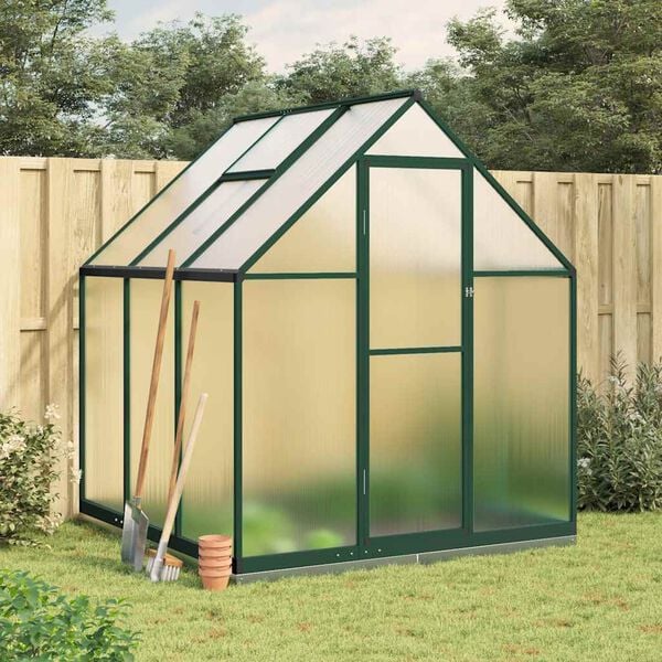 vidaXL Greenhouse Green Aluminum, Polycarbonate, Galvanized Steel Large