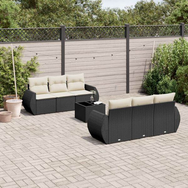 vidaXL Garden Sofa Set Black PE Rattan Large Modular Garden Sofa Set