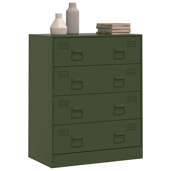vidaXL Sideboard Olive Green Cold-rolled Steel Medium Sideboard