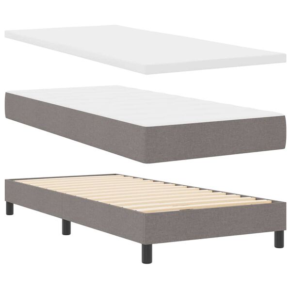 vidaXL Box Spring Bed with Mattress Taupe 31.50 x 78.74 in Fabric