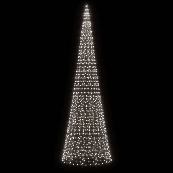 vidaXL LED Christmas Tree on Flagpole 1534 LEDs Cold White 196.9"