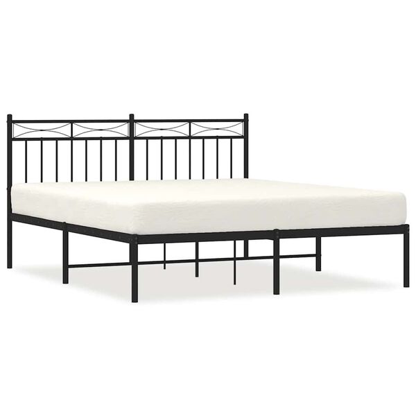 vidaXL Bed Frame Black Steel King Size Bed Frame Rectangular