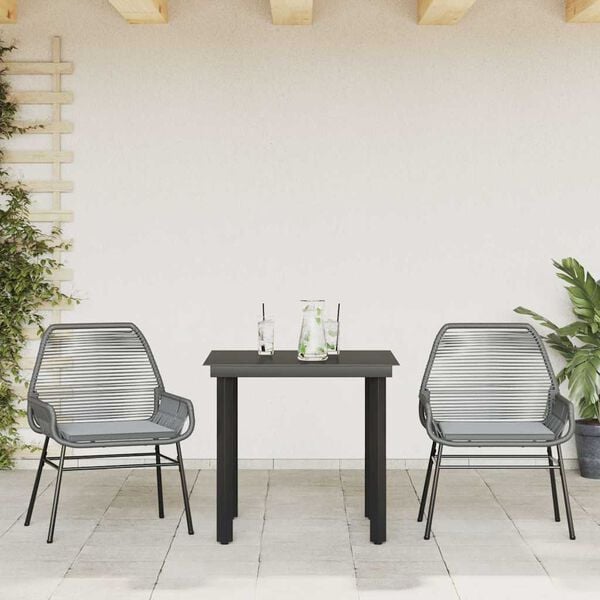 vidaXL Garden Dining Set Grey PE Rattan 2-seater UV-resistant materials
