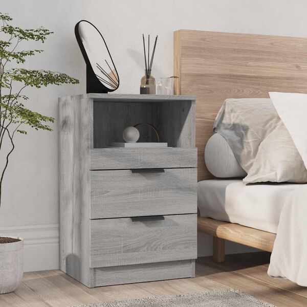 vidaXL Bedside Cabinet Grey Sonoma Engineered wood Standard