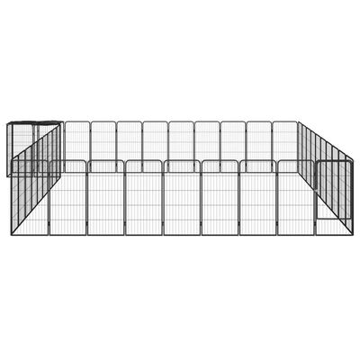 vidaXL 42-Panel Dog Playpen Black 19.7"x39.4" Powder-coated Steel