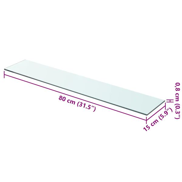 vidaXL Glass Panel Clear Tempered glass 31.5 x 5.9 in Durable