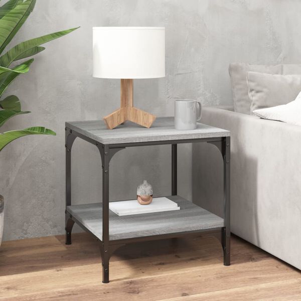 vidaXL Side Table Set of 2 Grey Sonoma Engineered Wood, Steel Small
