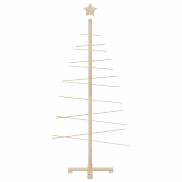 vidaXL Wooden Christmas Tree Brown Solid Pine Wood, Bamboo Small/Medium