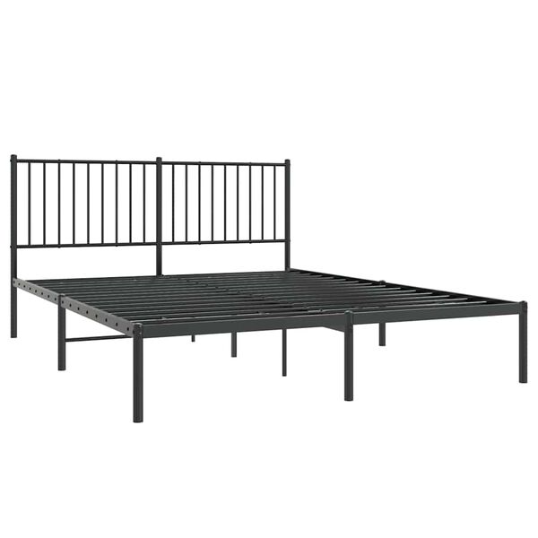 vidaXL Bed Frame Black Powder-coated steel King Size Bed Frame